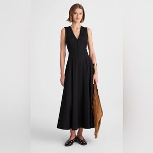 NWT Madewell Black V-Neck Circle Midi Dress with Pockets, Sizes XS (0) & L (10)